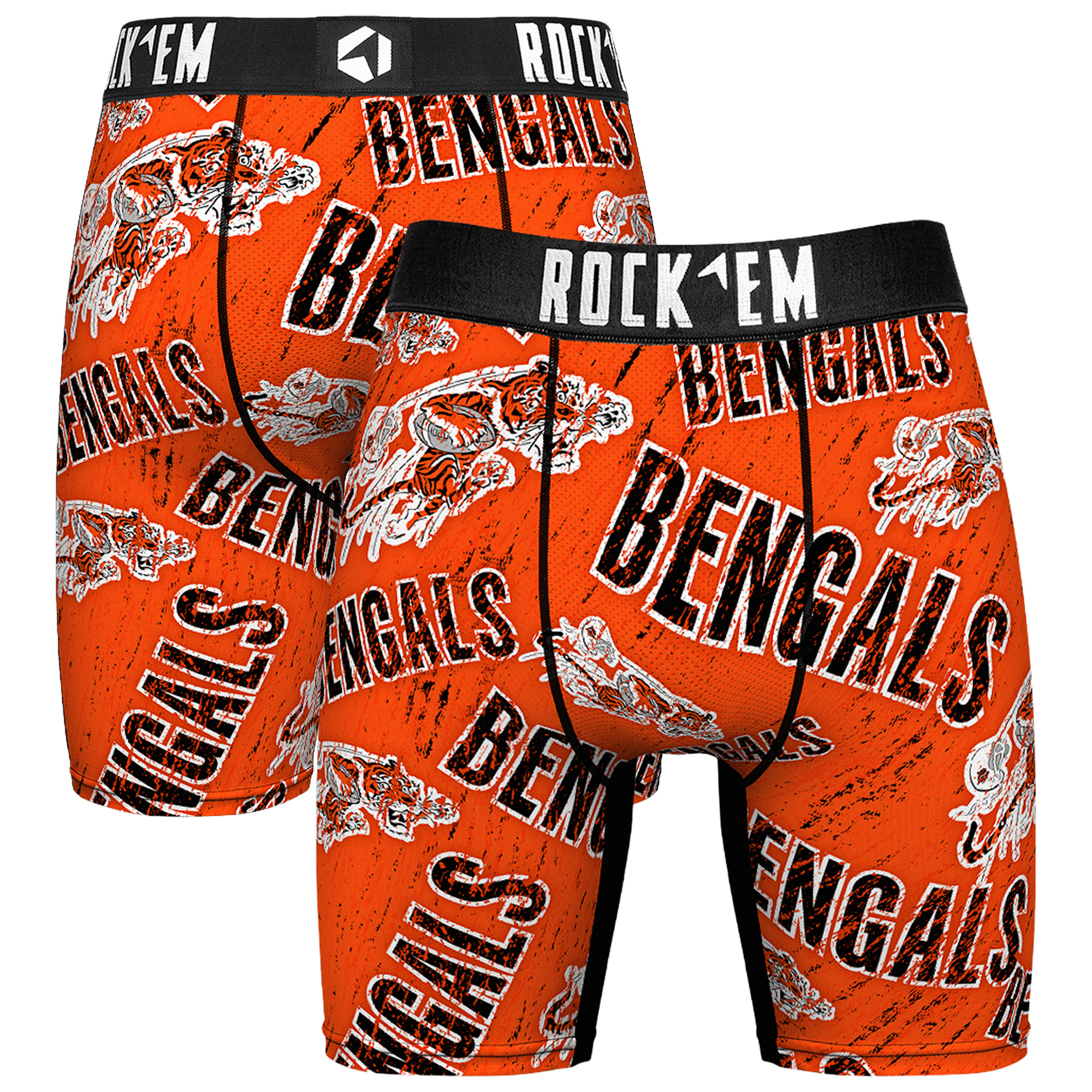 Unisex Rock Em  Orange Cincinnati Bengals Throwback Logo Allover Boxer Briefs