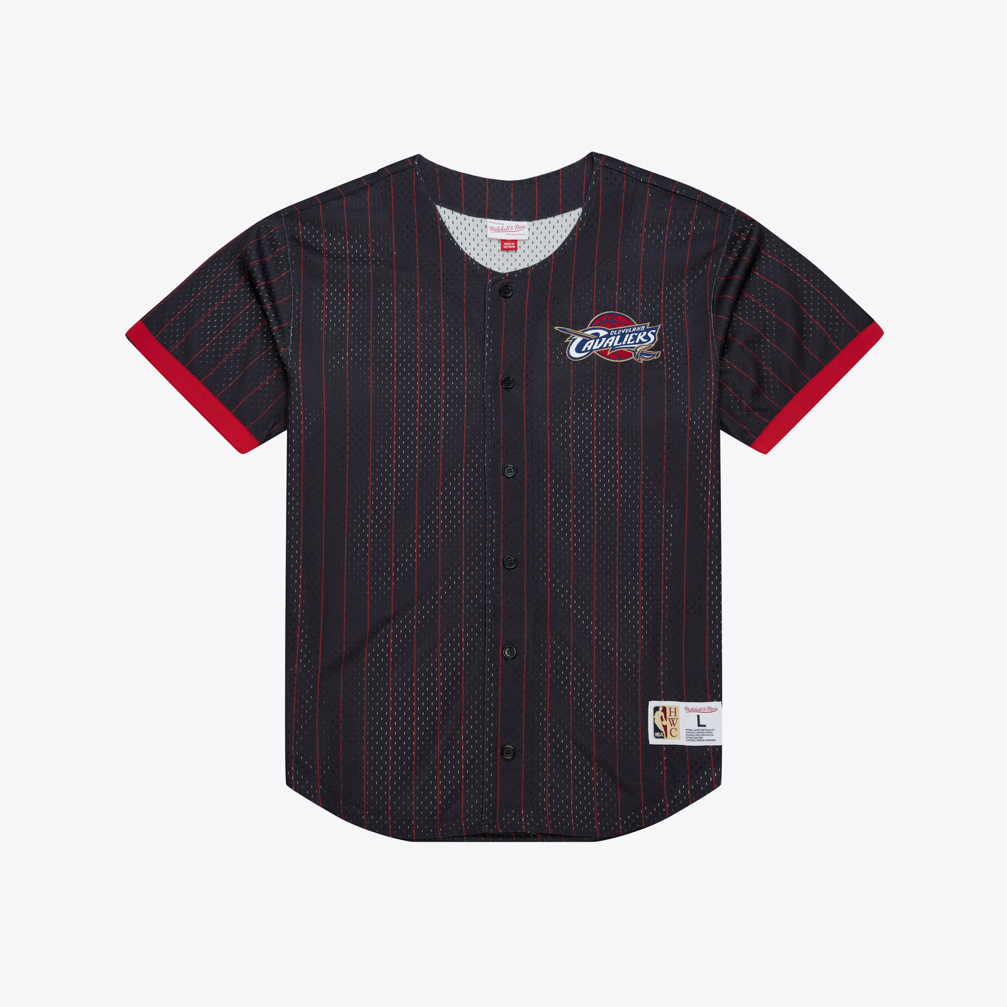Unisex Mitchell & Ness  Navy Cleveland Cavaliers Final Seconds Vintage Logo Mesh Button-Up Shirt