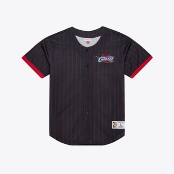 Unisex Mitchell & Ness  Navy Cleveland Cavaliers Final Seconds Vintage Logo Mesh Button-Up Shirt
