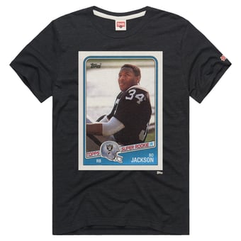 Unisex Homage Bo Jackson Charcoal Las Vegas Raiders NFL Topps Trading Card Tri-Blend T-Shirt