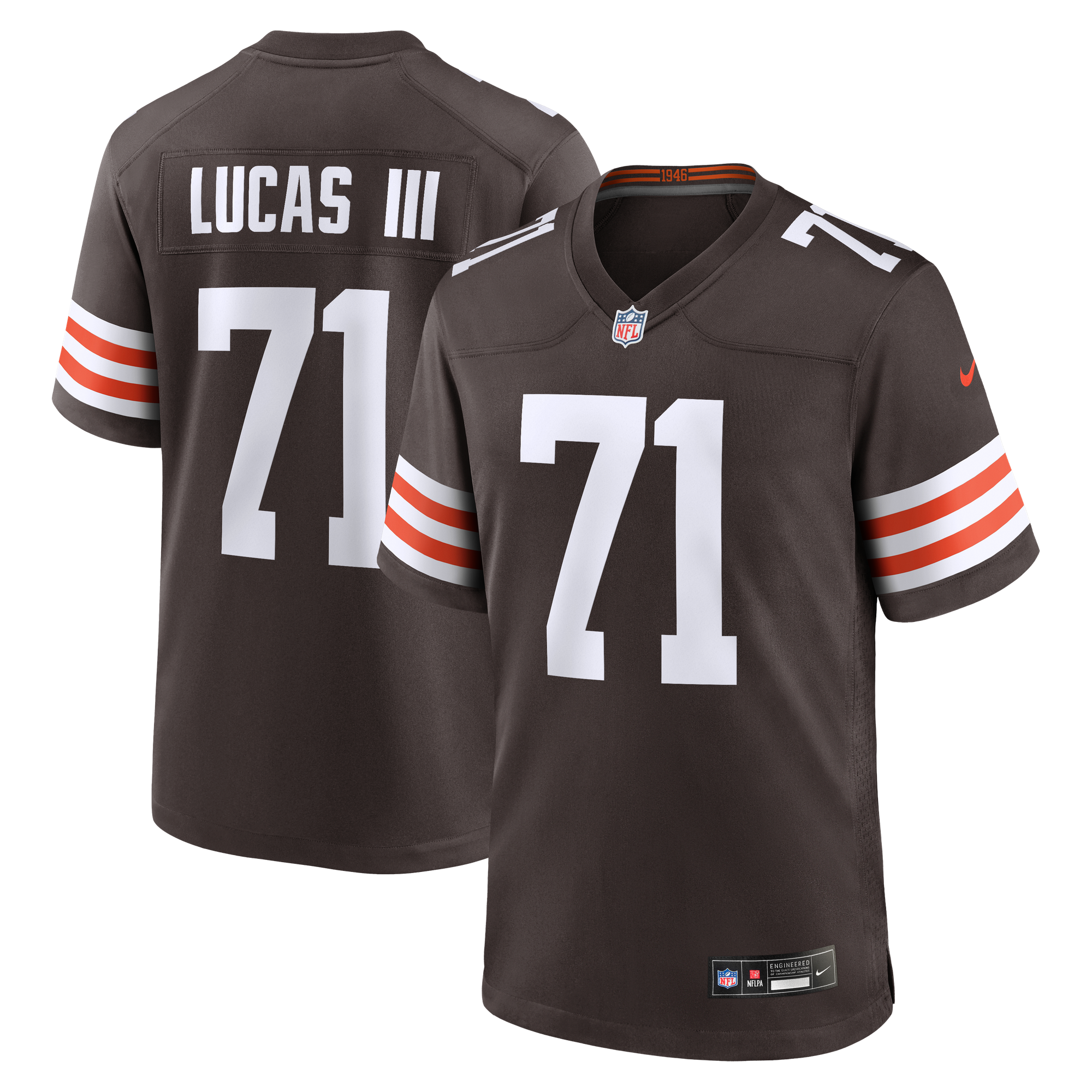 Men's Nike Cornelius Lucas Brown Cleveland Browns Team Game Jersey