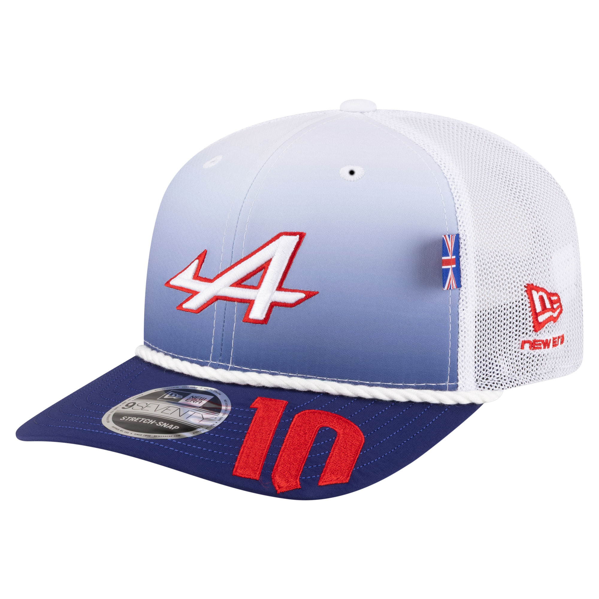 Unisex New Era Pierre Gasly White/Blue Alpine Silverstone 9SEVENTY Trucker Adjustable Hat