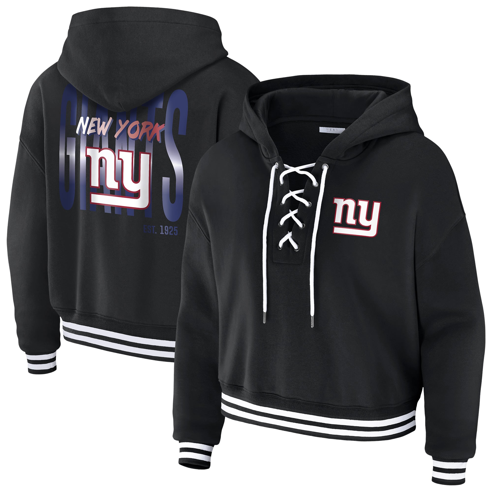 Women’s WEAR by Erin Andrews Black New York Giants Lace-Up Fleece Hoodie Women’s WEAR by Erin Andrews Black New York Giants Lace-Up Fleece Hoodie