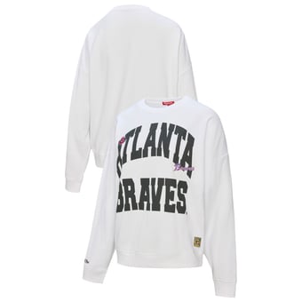 Women's Mitchell & Ness  White Atlanta Braves Oversized Cooperstown Sweatshirt