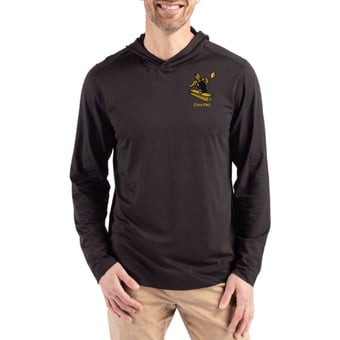 Men's Cutter & Buck Black Pittsburgh Steelers Coastline Epic Comfort Eco Recycled Long Sleeve Hoodie T-Shirt