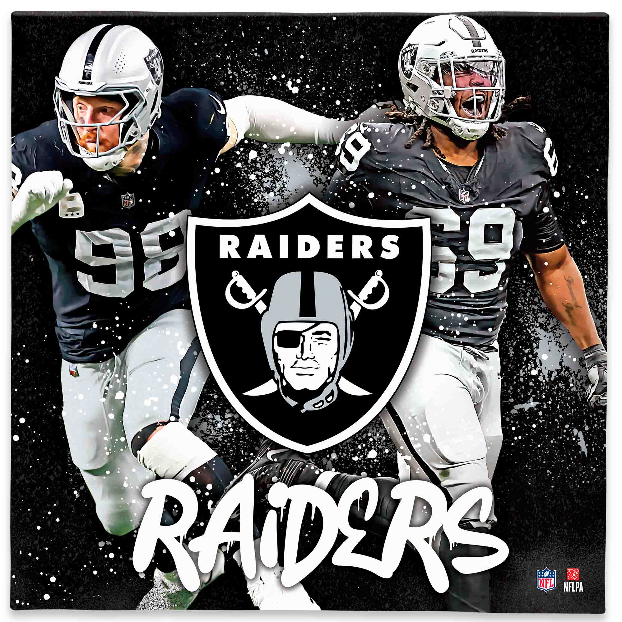 Las Vegas Raiders Adam Butler & Maxx Crosby 12" x 12" Logo Splash Canvas Art