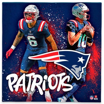 New England Patriots Drake Maye & Christian Gonzalez 12" x 12" Logo Splash Canvas Art