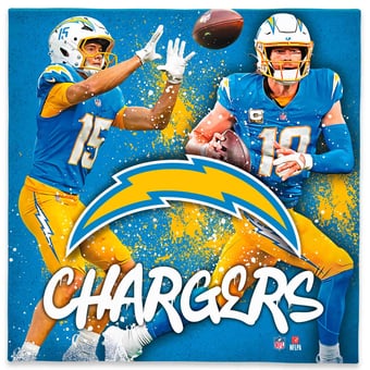 Los Angeles Chargers Justin Herbert & Ladd McConkey 12" x 12" Logo Splash Canvas Art