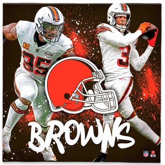 Cleveland Browns Jerry Jeudy & Myles Garrett 12" x 12" Logo Splash Canvas Art