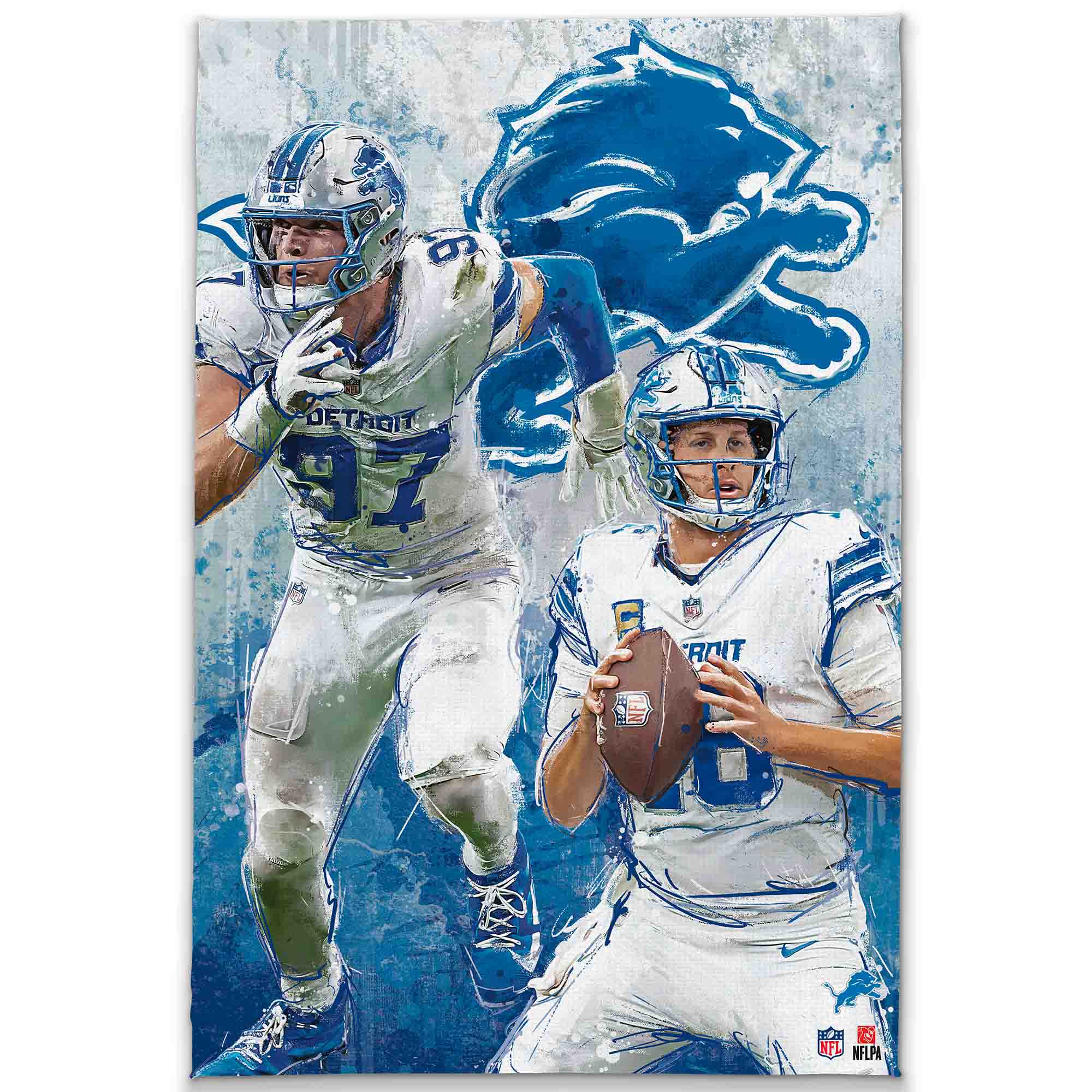 Isaac TeSlaa & Aidan Hutchinson Detroit Lions 15" x 23" Graffiti Canvas Wall Art