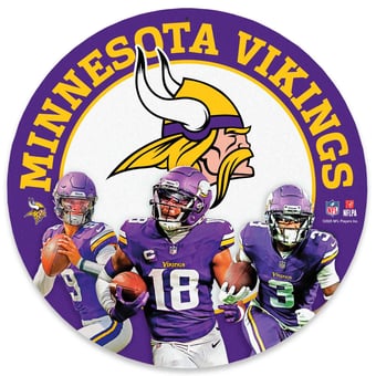Minnesota Vikings Jordan Addison, J.J. McCarthy & Justin Jefferson Team Stars 11" Round Metal Sign