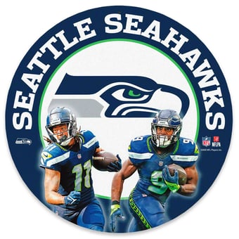 Seattle Seahawks Kenneth Walker III & Jaxon Smith-Njigba Team Stars 11" Round Metal Sign