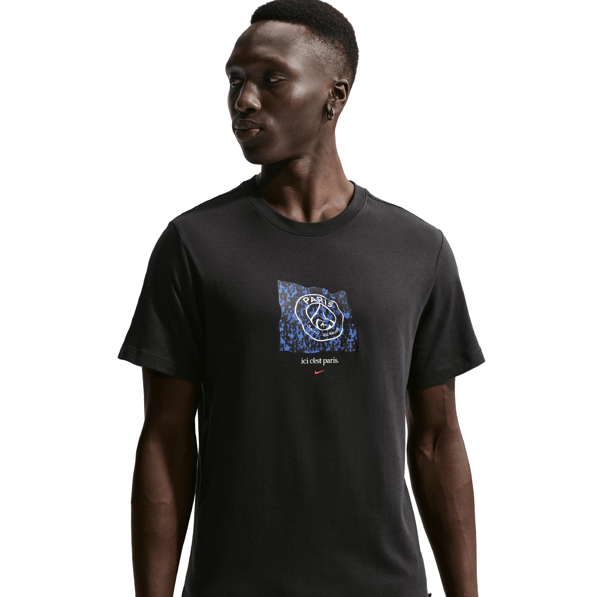 Nike Men's Paris Saint-Germain Banner Screen Print Graphics T-Shirt - Black