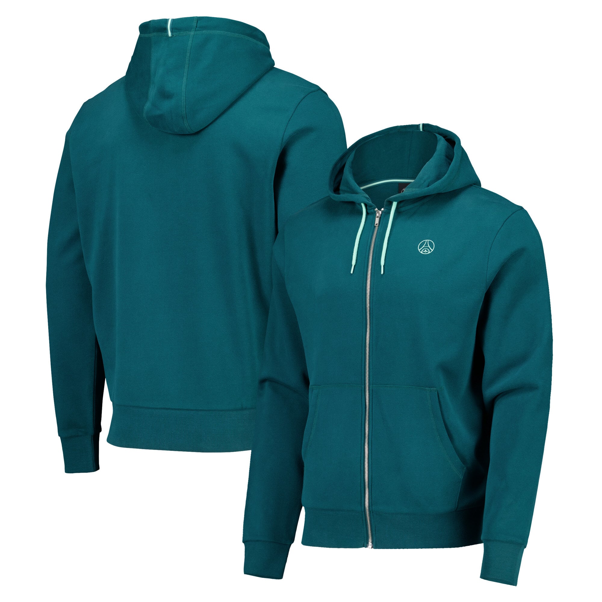 Paris Saint-Germain Essentials Kapuzenpullover mit durchgehendem Reißverschluss – Marinegrün