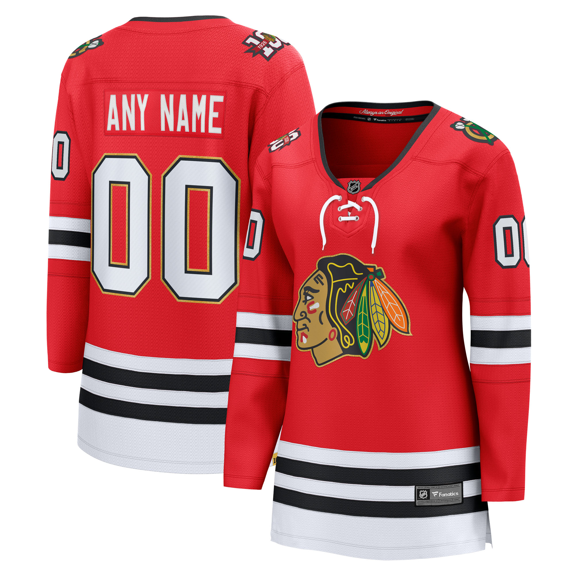 Women’s Fanatics Red Chicago Blackhawks Centennial Breakaway Custom Jersey
