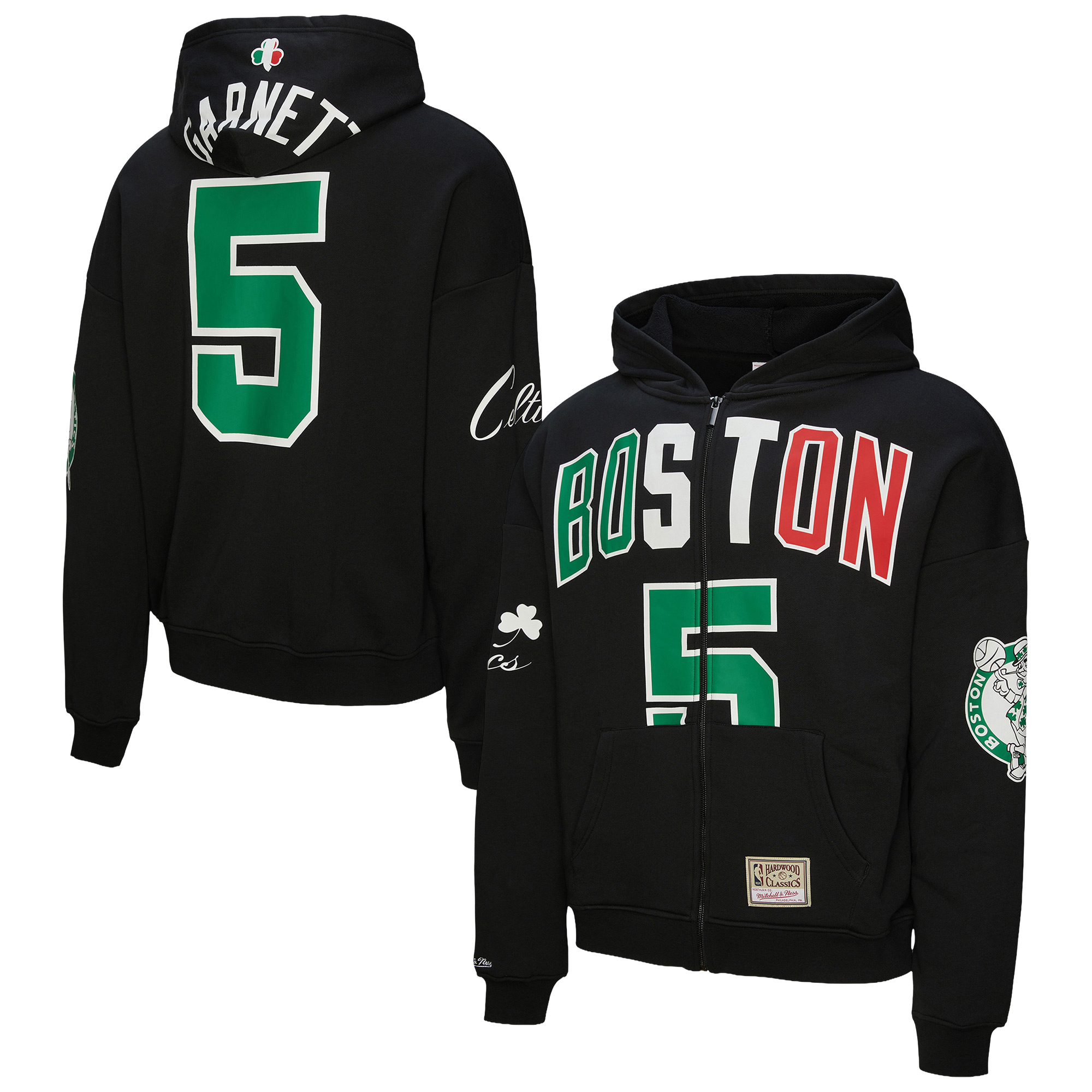 Unisex Mitchell & Ness Kevin Garnett Black Boston Celtics Hardwood Classics Maxxed Out Full-Zip Hoodie