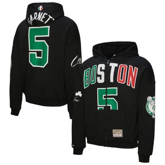 Unisex Mitchell & Ness Kevin Garnett Black Boston Celtics Hardwood Classics Maxxed Out Full-Zip Hoodie