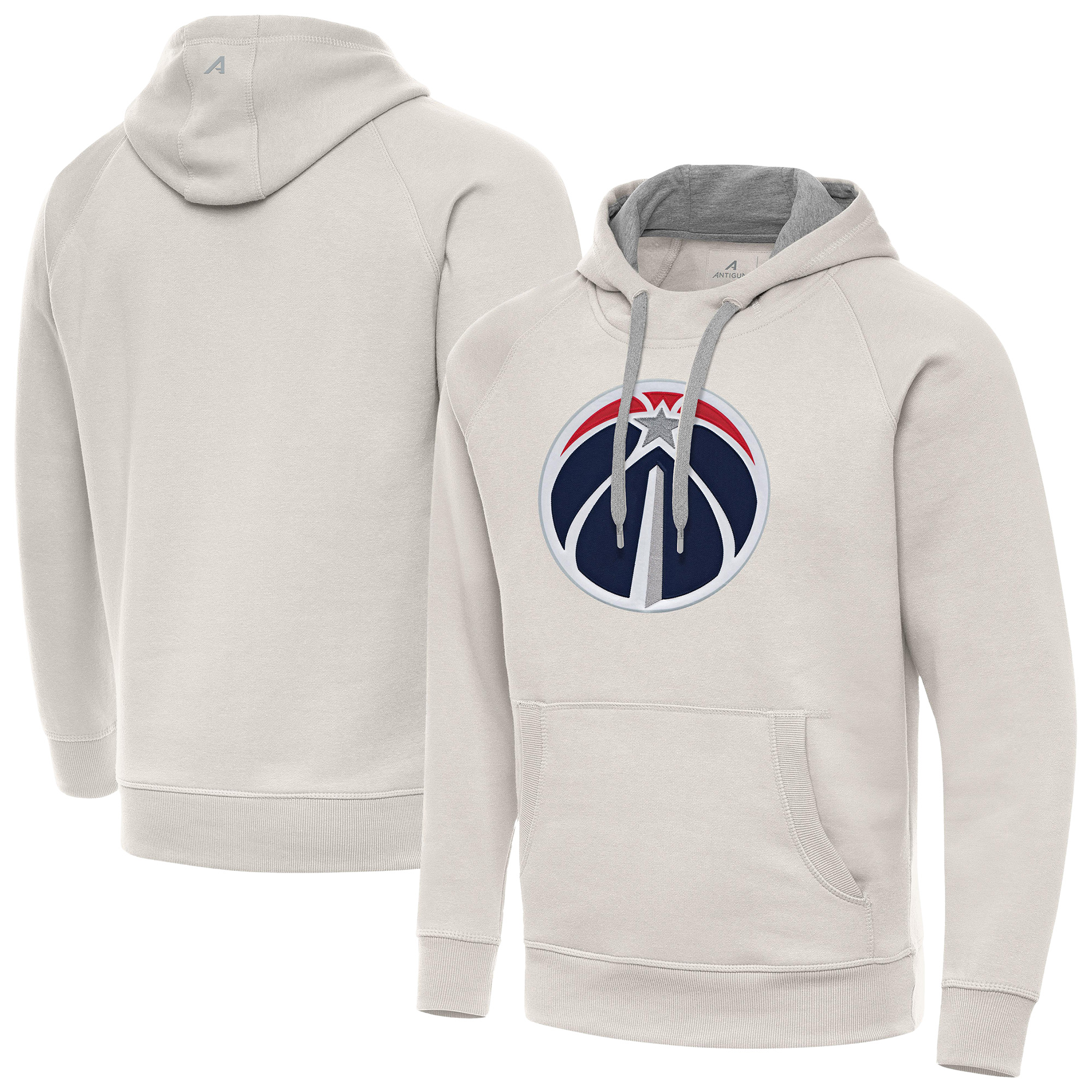 Men's Antigua Cream Washington Wizards Big Logo Victory Pullover Hoodie