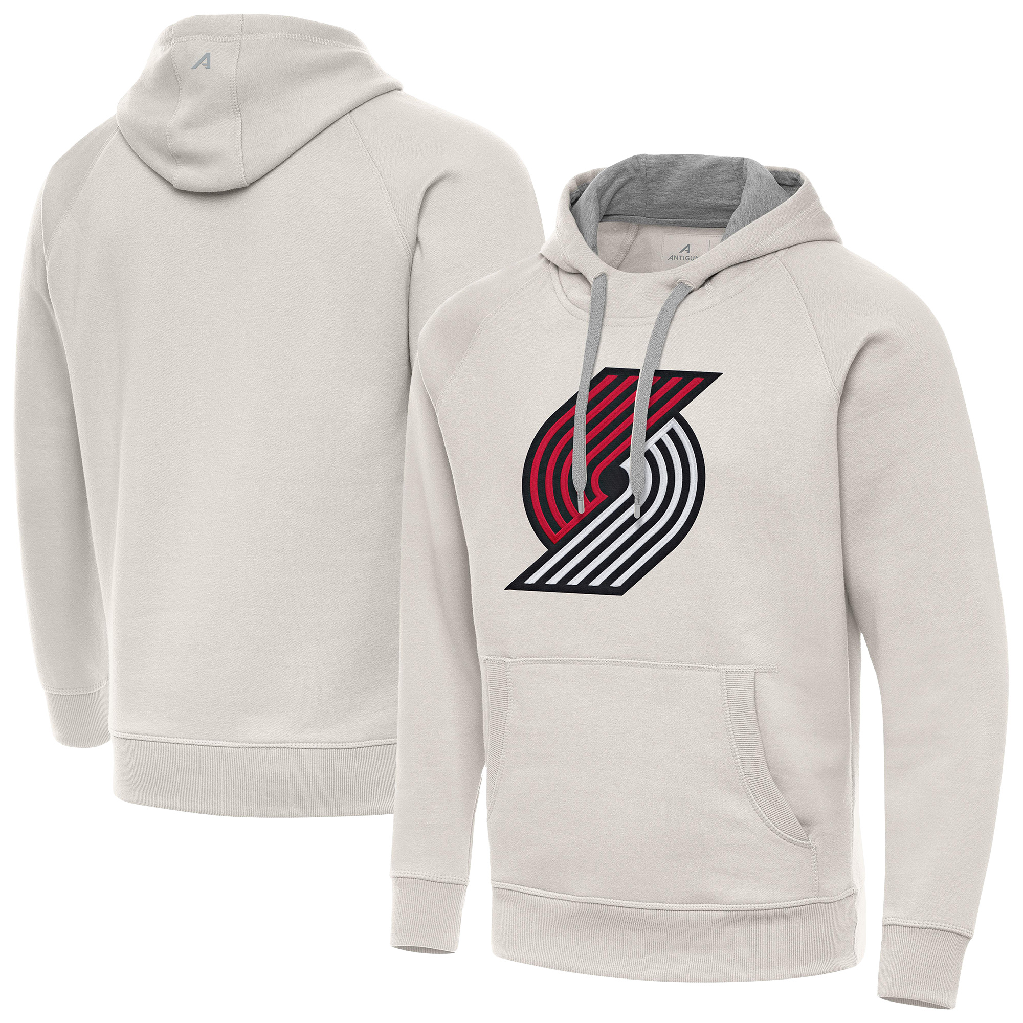 Men's Antigua Cream Portland Trail Blazers Big Logo Victory Pullover Hoodie