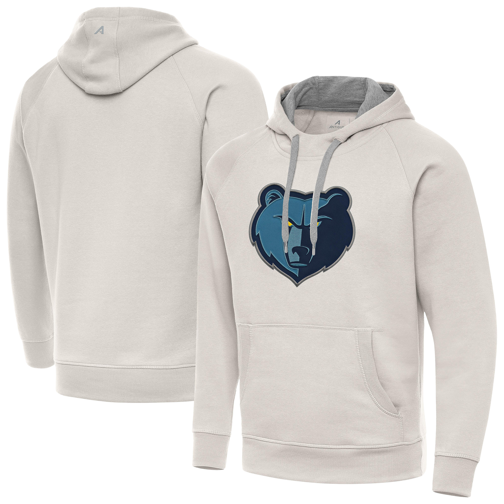 Men's Antigua Cream Memphis Grizzlies Big Logo Victory Pullover Hoodie