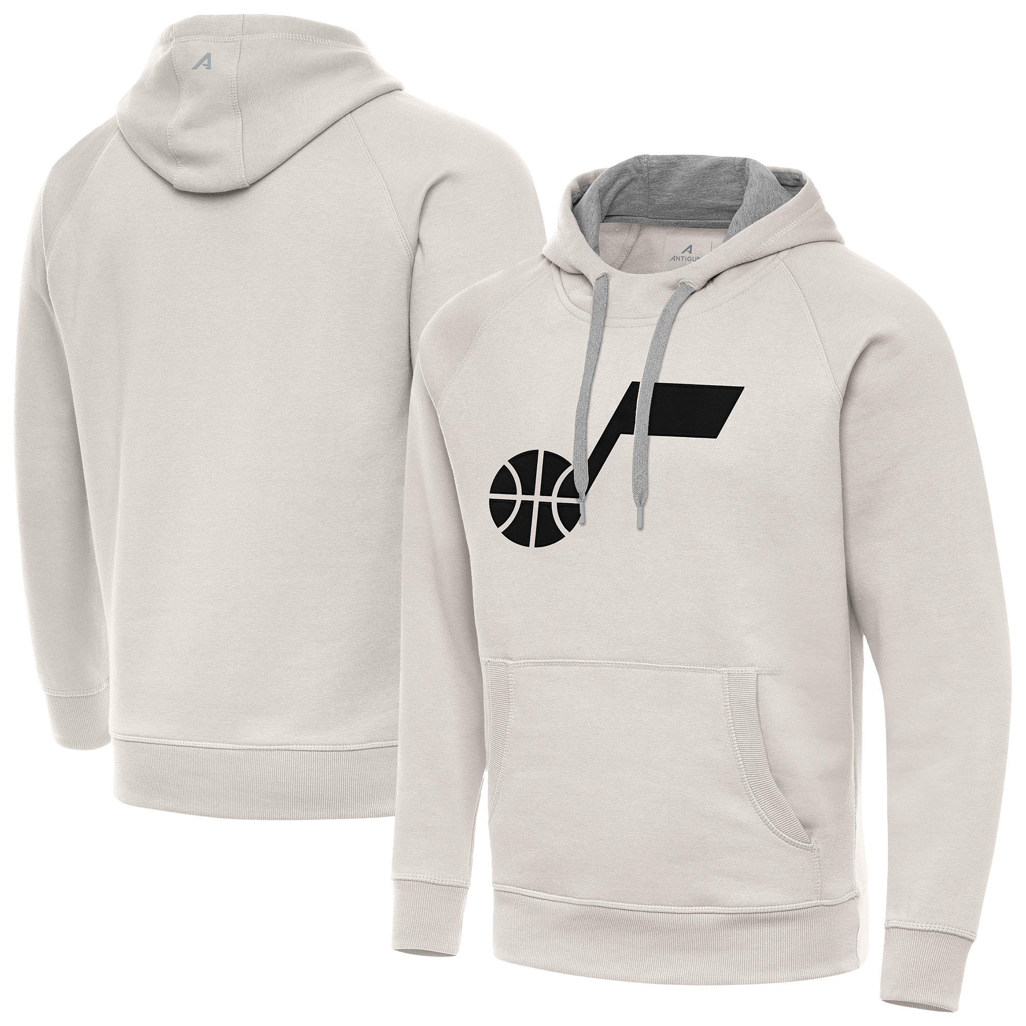 Men's Antigua Cream Utah Jazz Big Logo Victory Pullover Hoodie