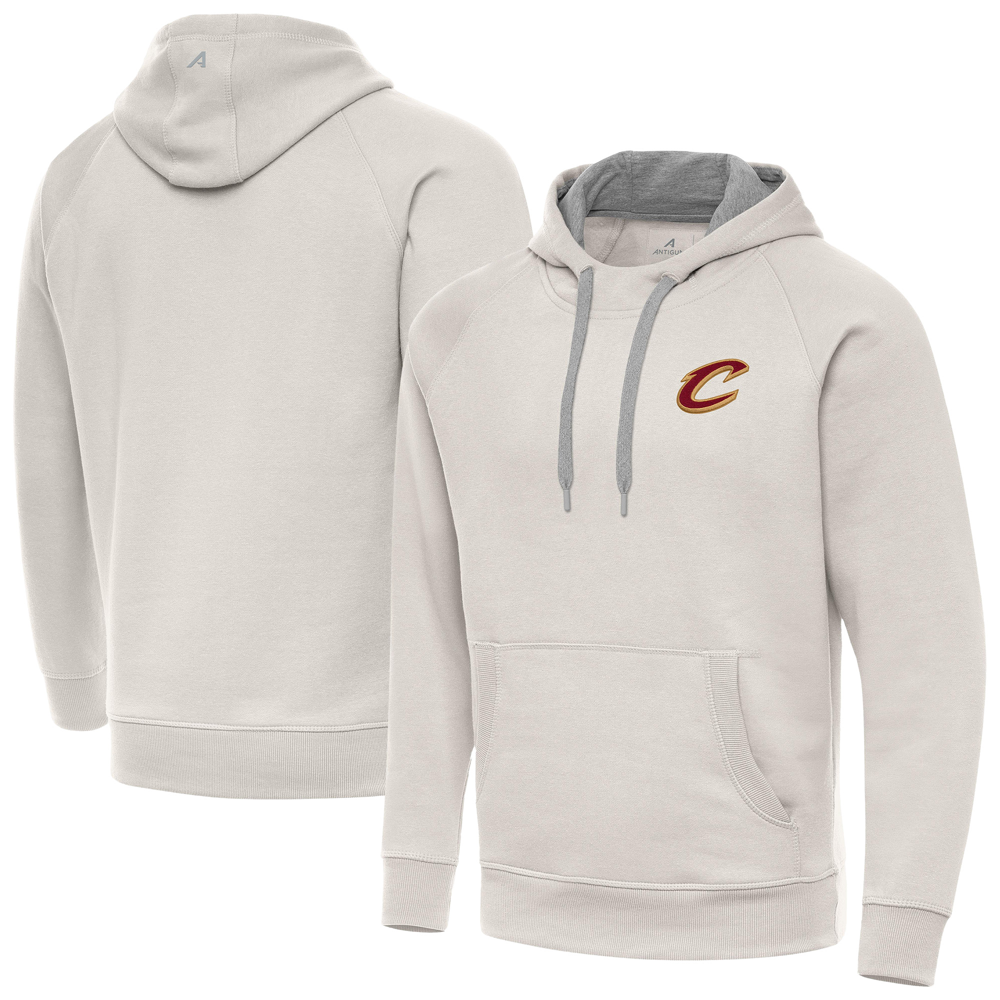 Men's Antigua Cream Cleveland Cavaliers Victory Pullover Hoodie