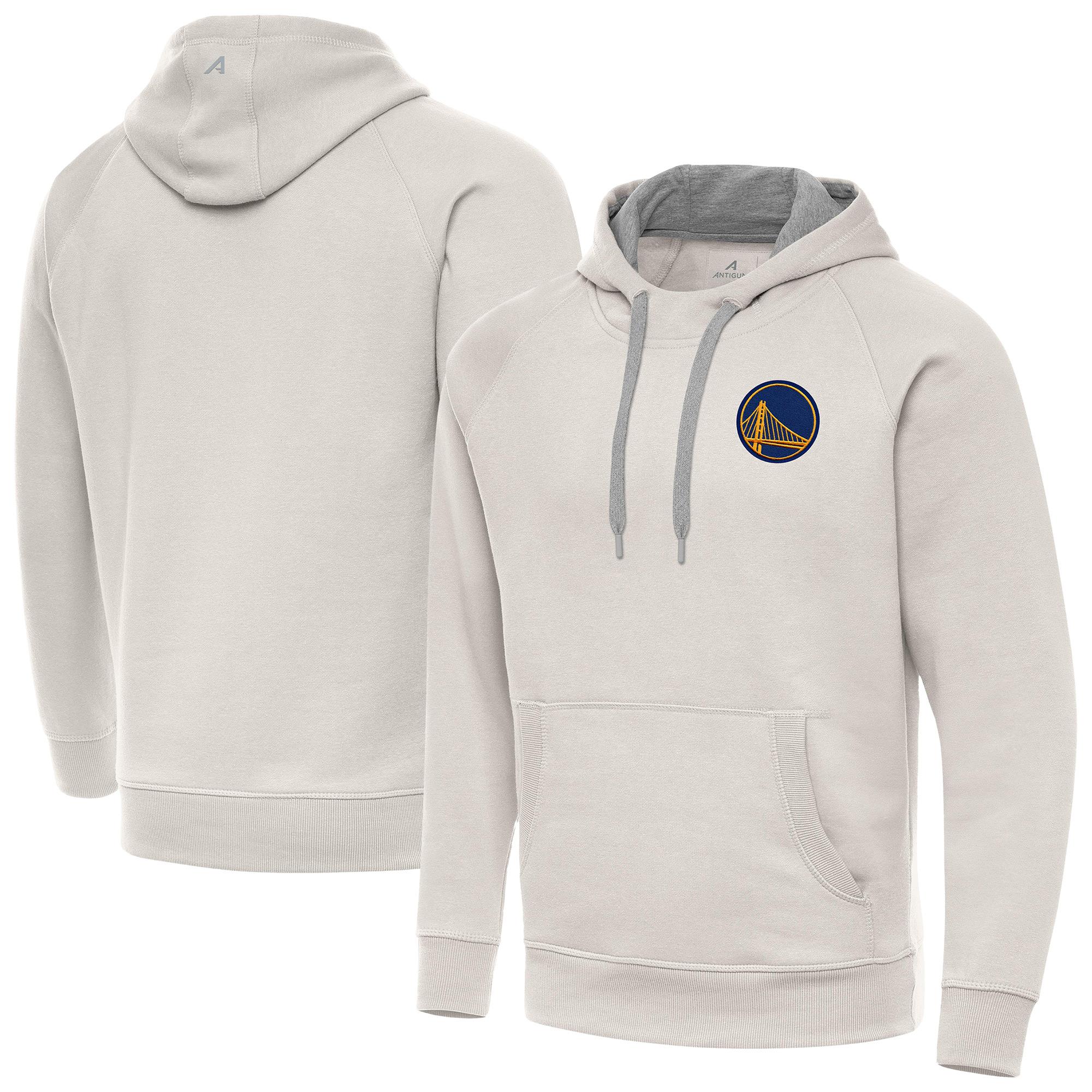 Men's Antigua Cream Golden State Warriors Victory Pullover Hoodie