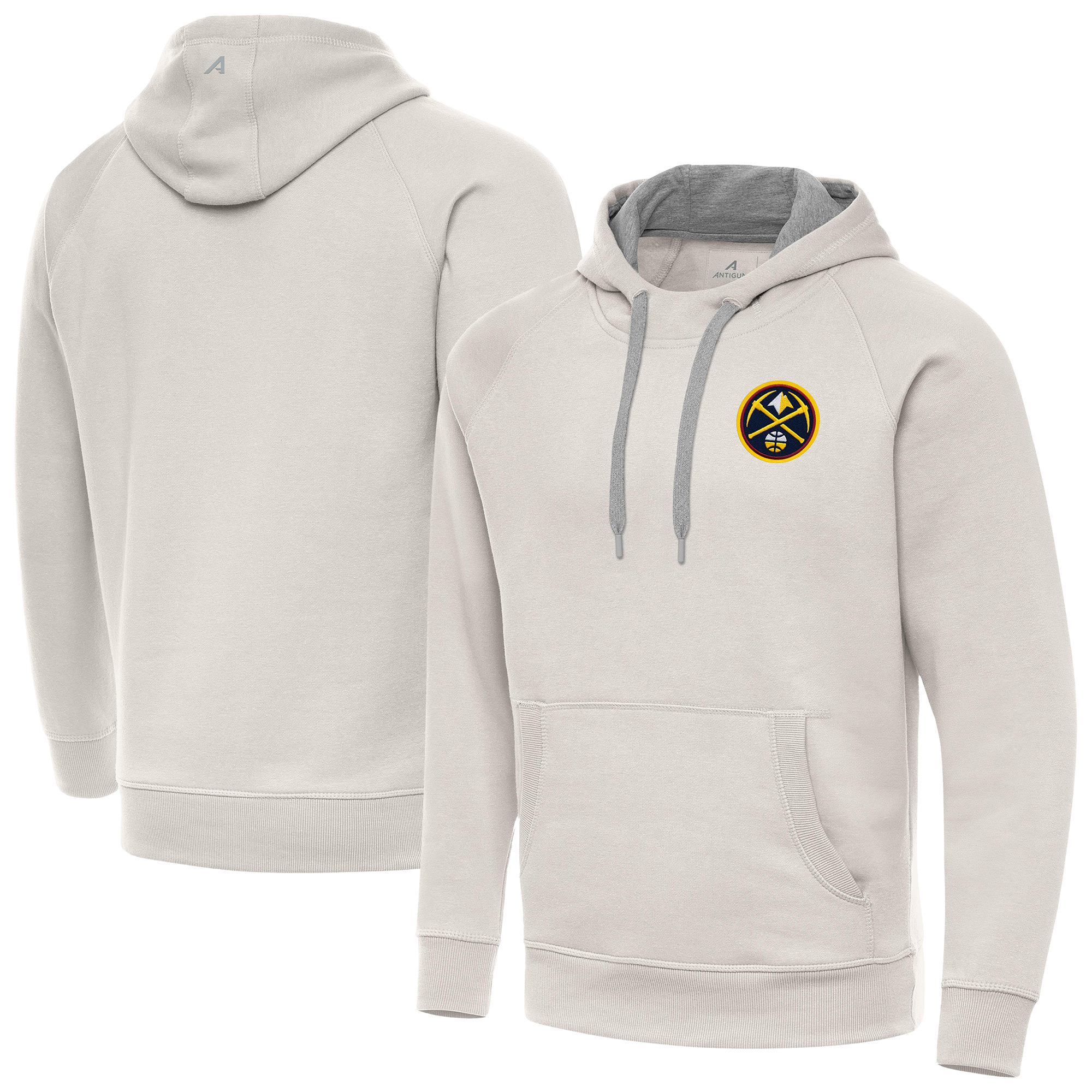Men's Antigua Cream Denver Nuggets Victory Pullover Hoodie