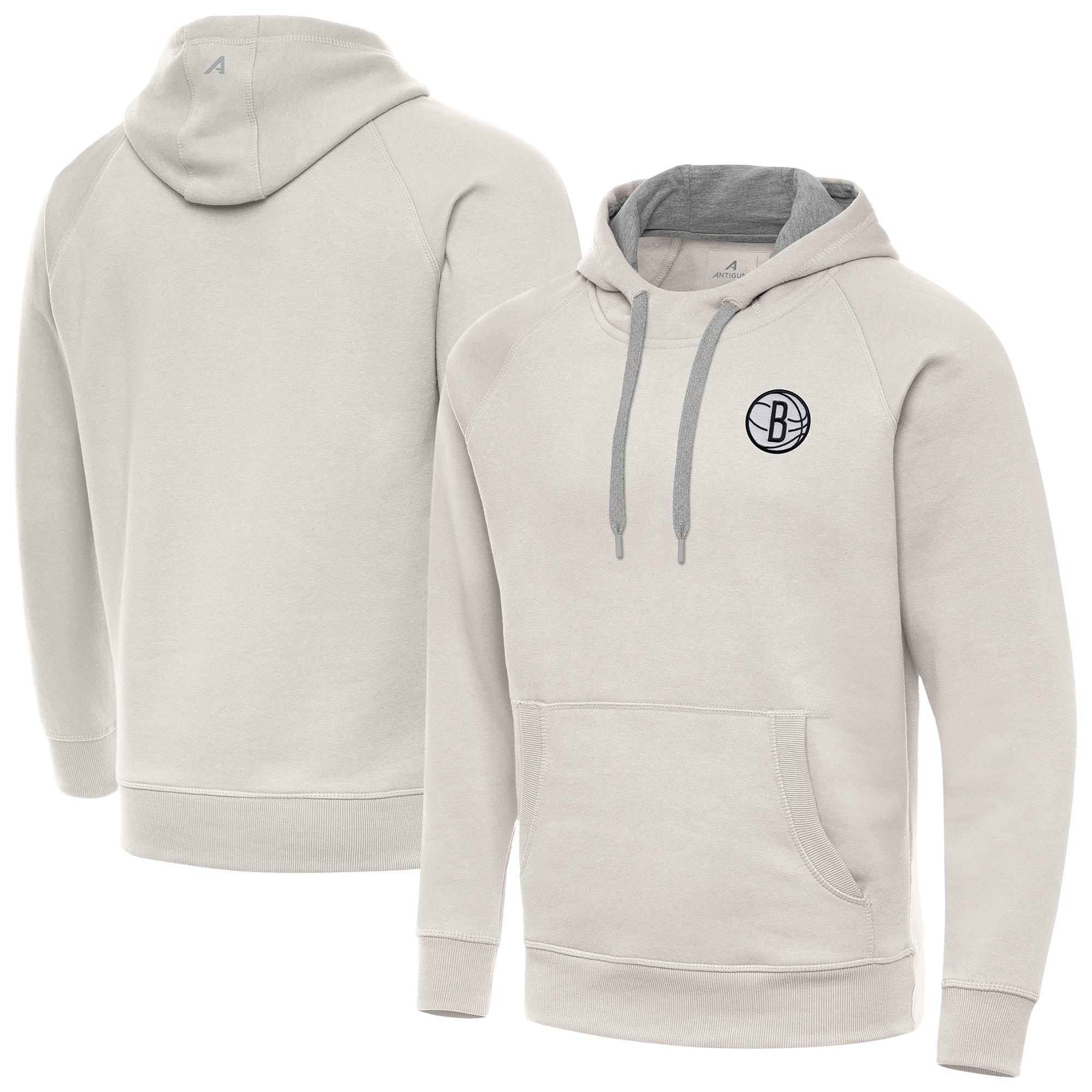Men’s Antigua Cream Brooklyn Nets Victory Pullover Hoodie