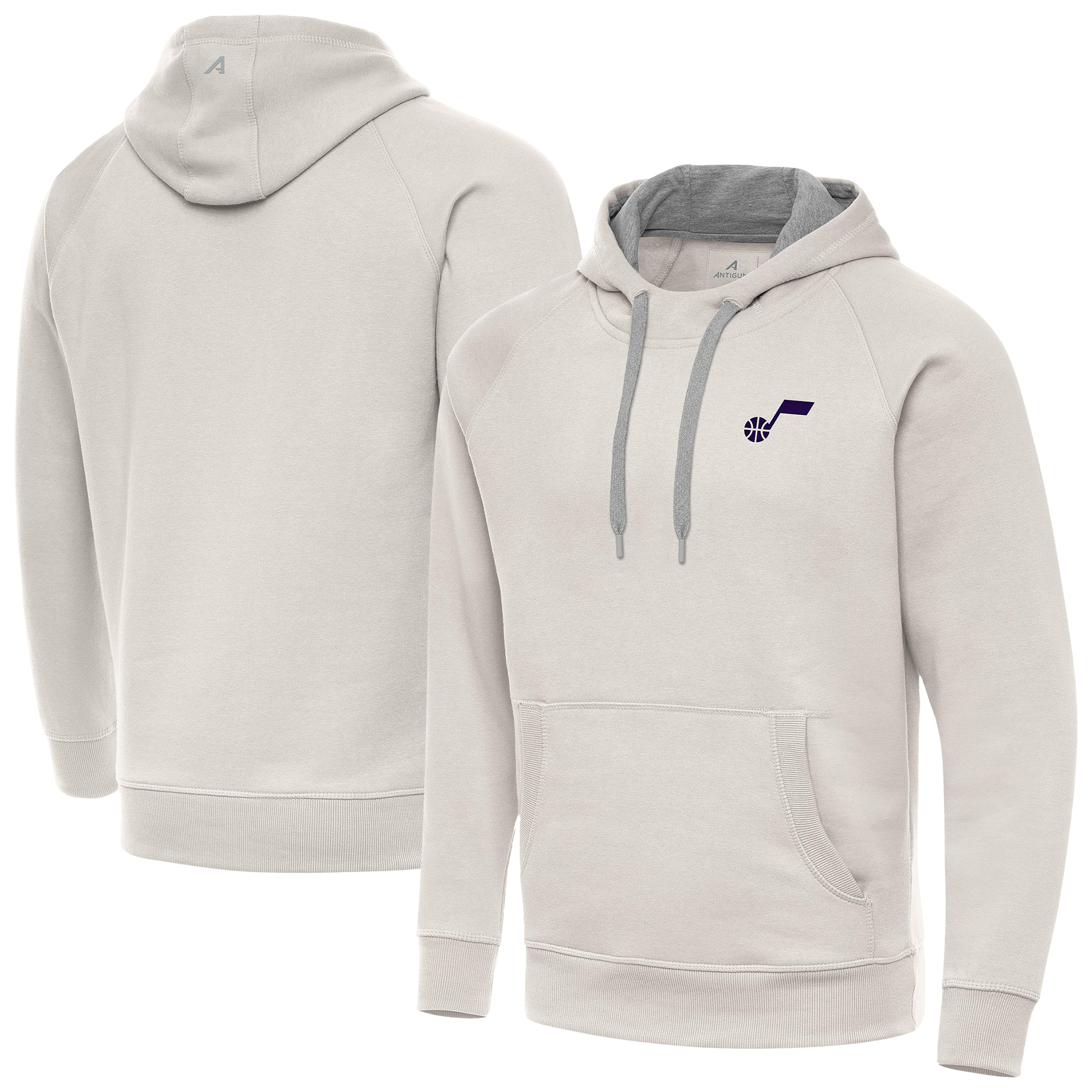 Men's Antigua Cream Utah Jazz Victory Pullover Hoodie