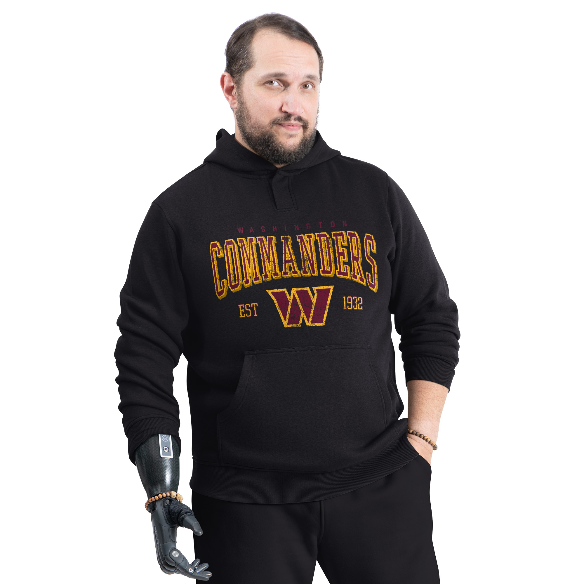 Men's G-III Sports by Carl Banks Black Washington Commanders Adaptive Team Spirit Graphic Fleece Pullover Hoodie