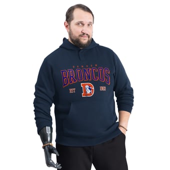 Men's G-III Sports by Carl Banks Navy Denver Broncos Adaptive Team Spirit Graphic Fleece Pullover Hoodie