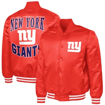 Men's G-III Sports by Carl Banks Red New York Giants Adaptive Team Graphic Satin Full-Snap Varsity Jacket