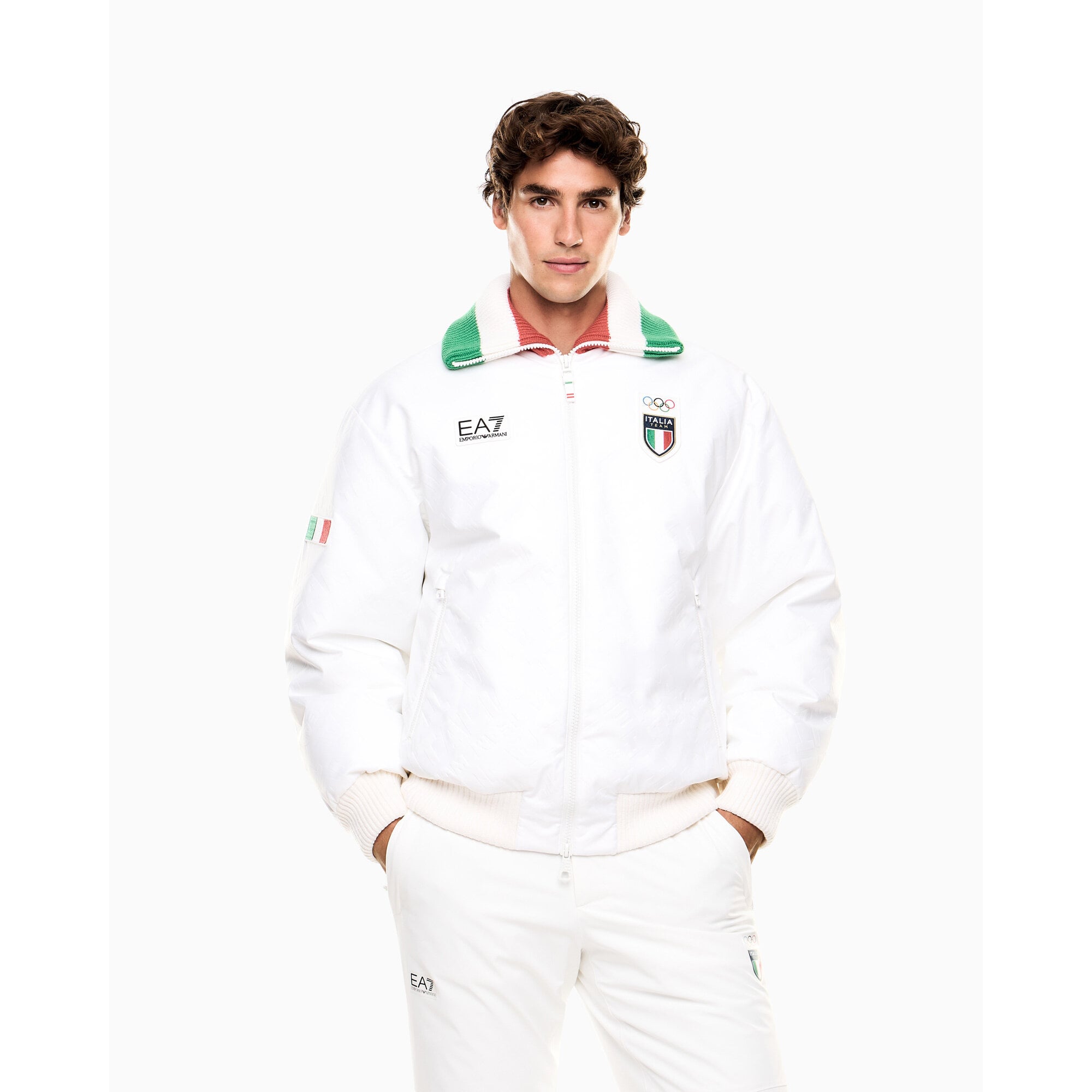 Blouson aviateur Team Italy EA7 Emporio Armani - Blanc