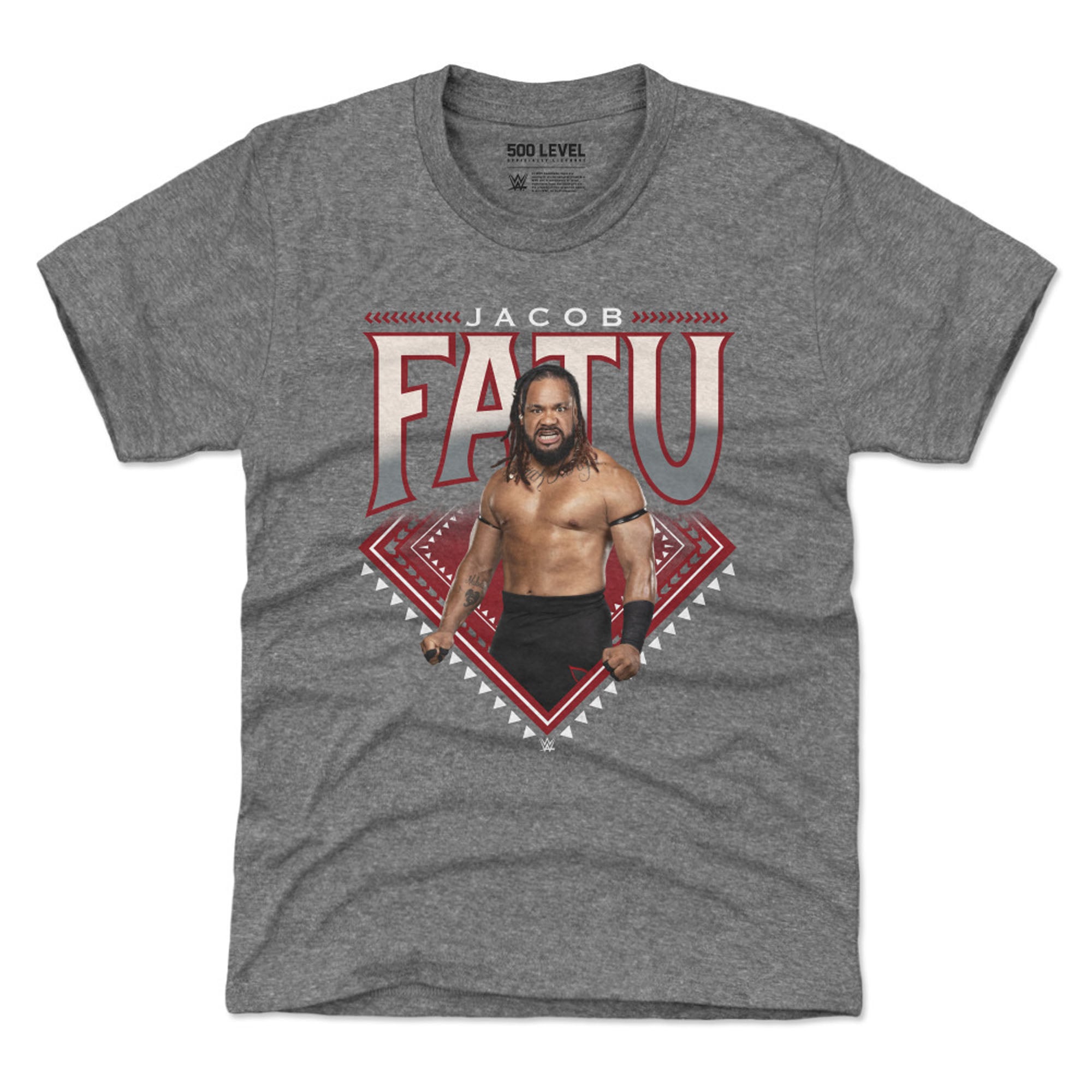Youth 500 Level Heather Gray Jacob Fatu Superstar Name T-Shirt