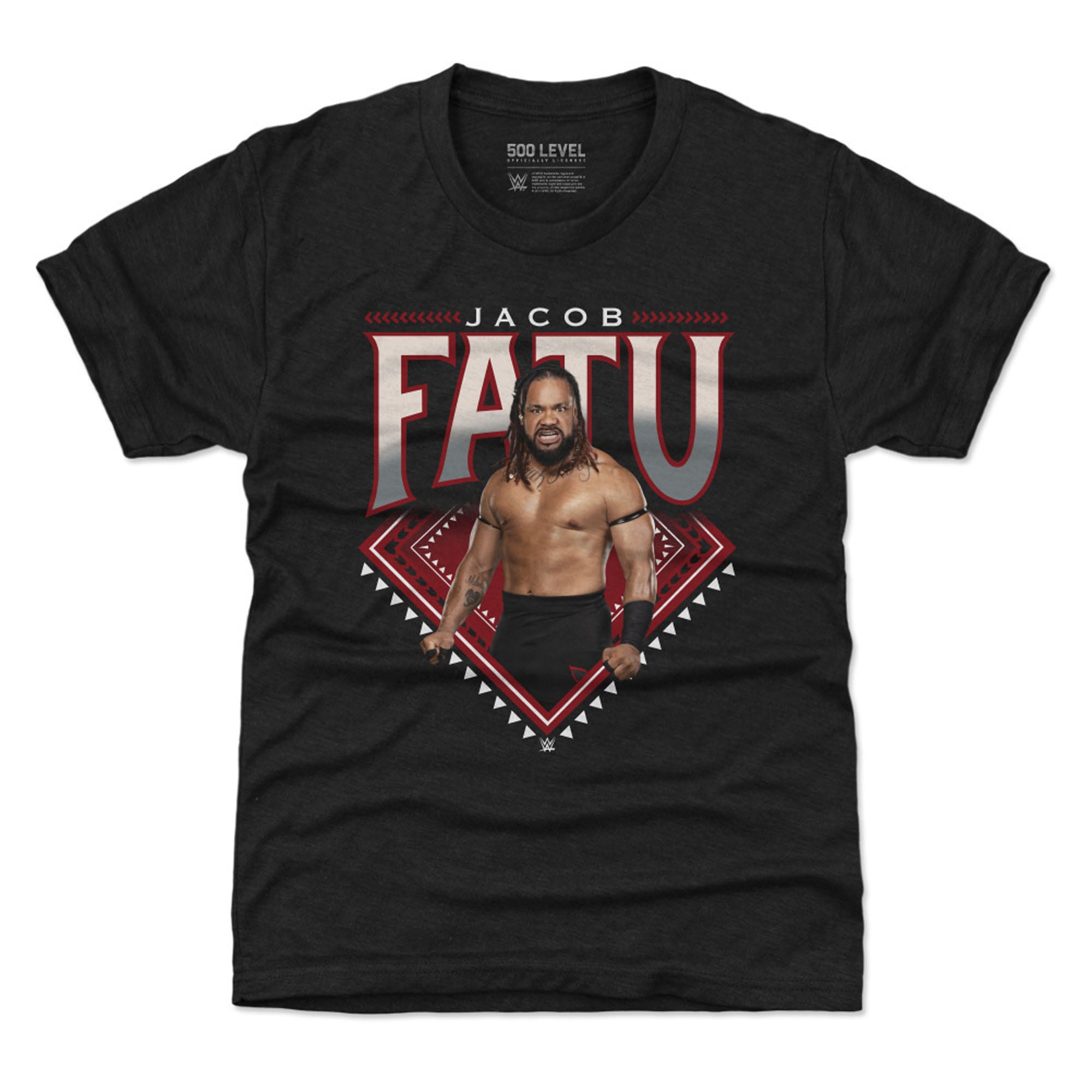Youth 500 Level Heather Black Jacob Fatu Superstar Name T-Shirt