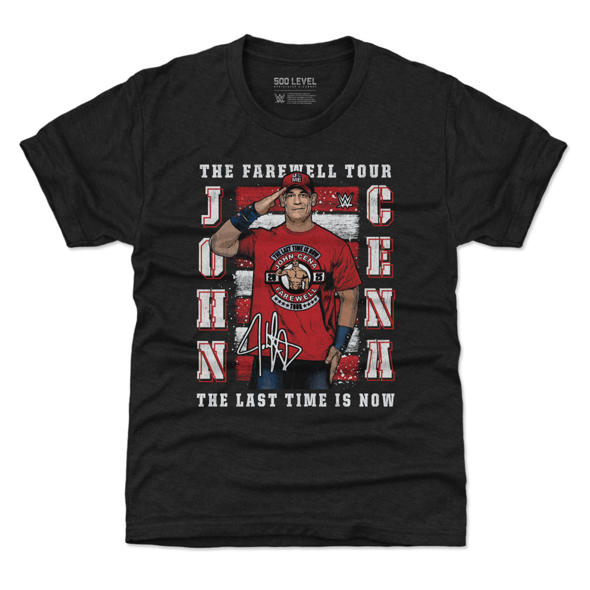 Youth 500 Level Heather Black John Cena Farewell Tour 2025 T-Shirt Youth 500 Level Heather Black John Cena Farewell Tour 2025 T-Shirt