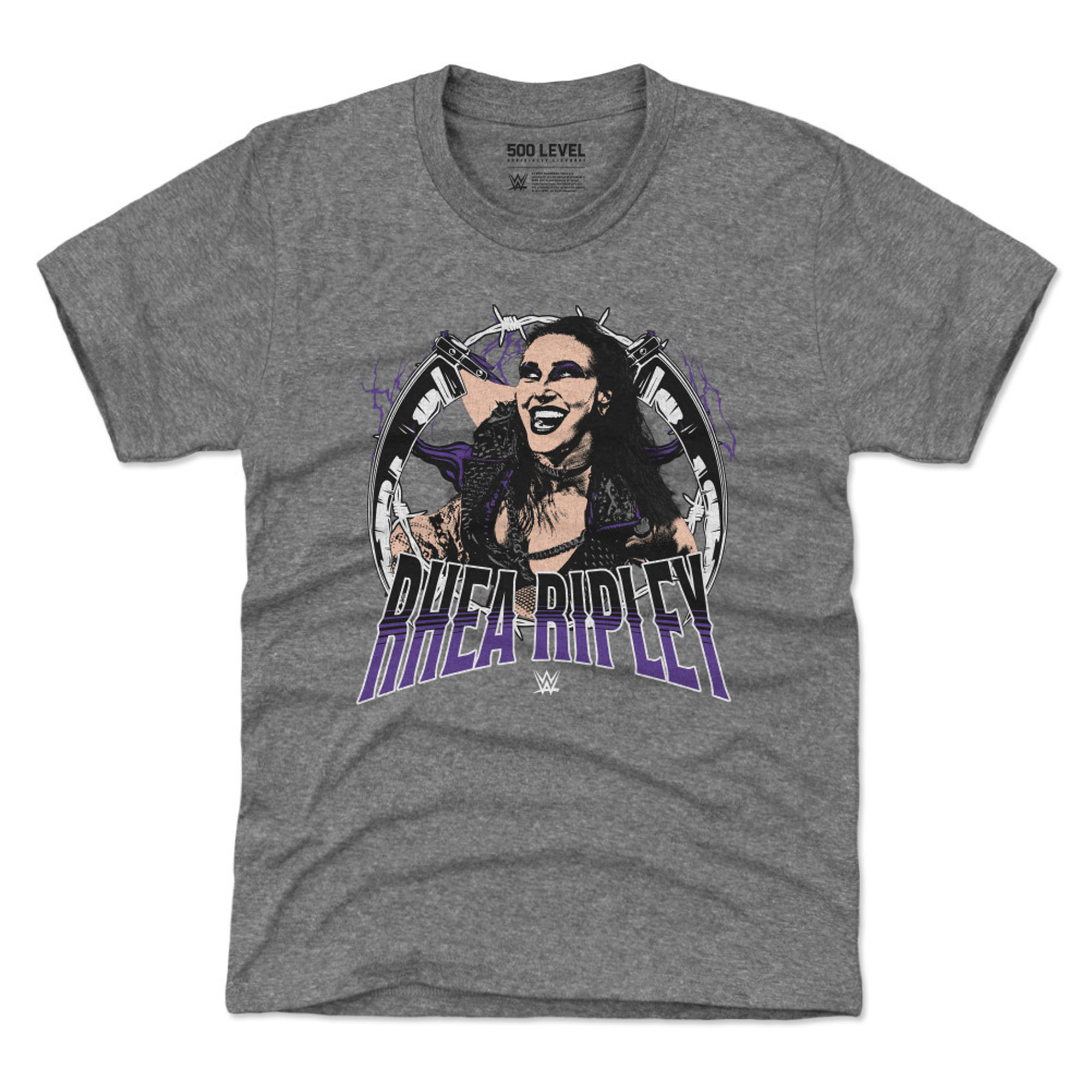 Youth 500 Level Heather Gray Rhea Ripley Posterize T-Shirt Youth 500 Level Heather Gray Rhea Ripley Posterize T-Shirt