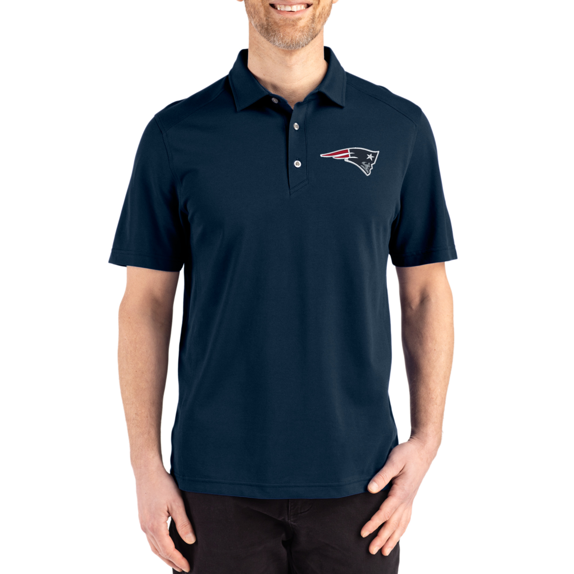 Men's Cutter & Buck Navy New England Patriots Big & Tall Advantage Refresh Epic Confidence Recycled Tri-Blend Pique Polo