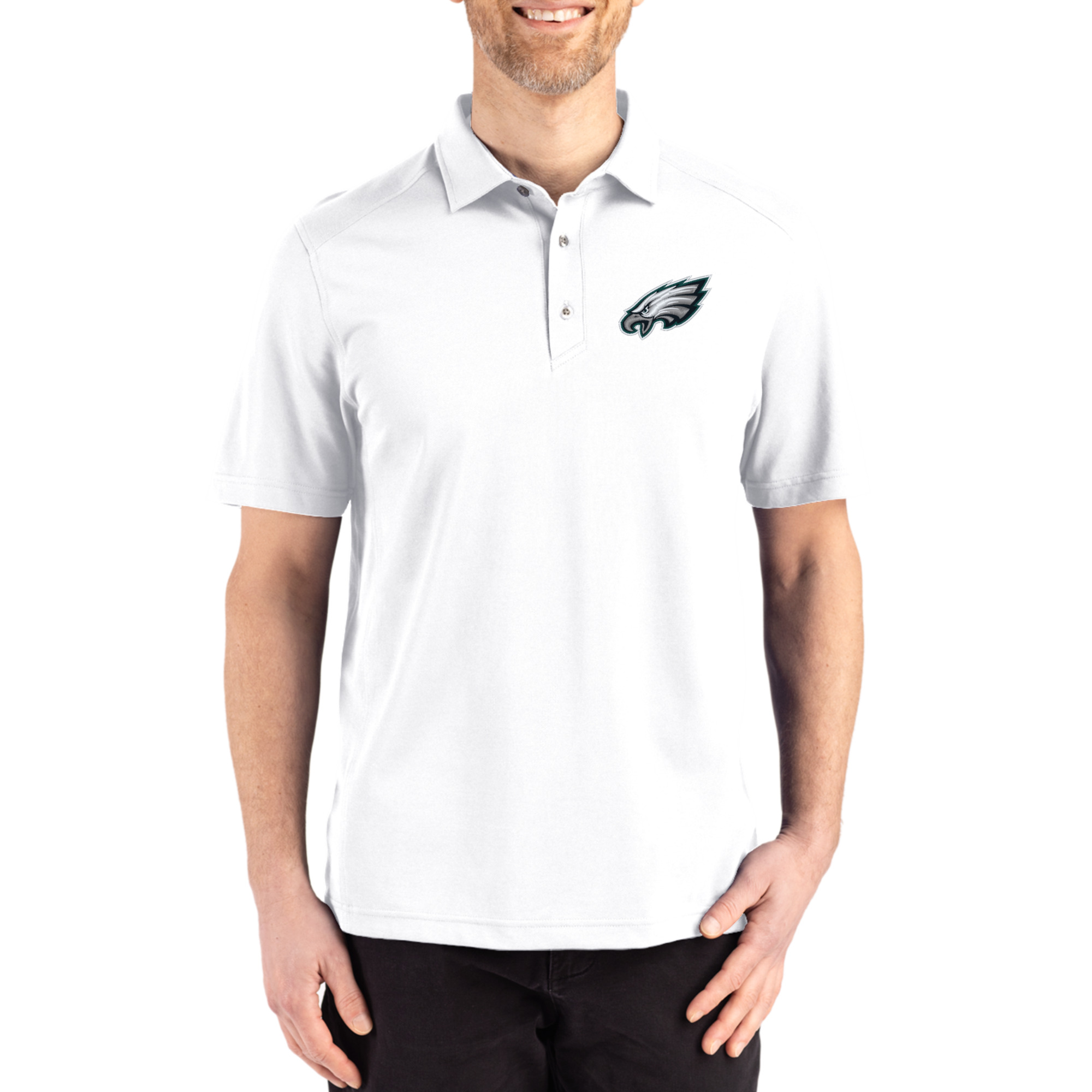 Men's Cutter & Buck White Philadelphia Eagles Big & Tall Advantage Refresh Epic Confidence Recycled Tri-Blend Pique Polo