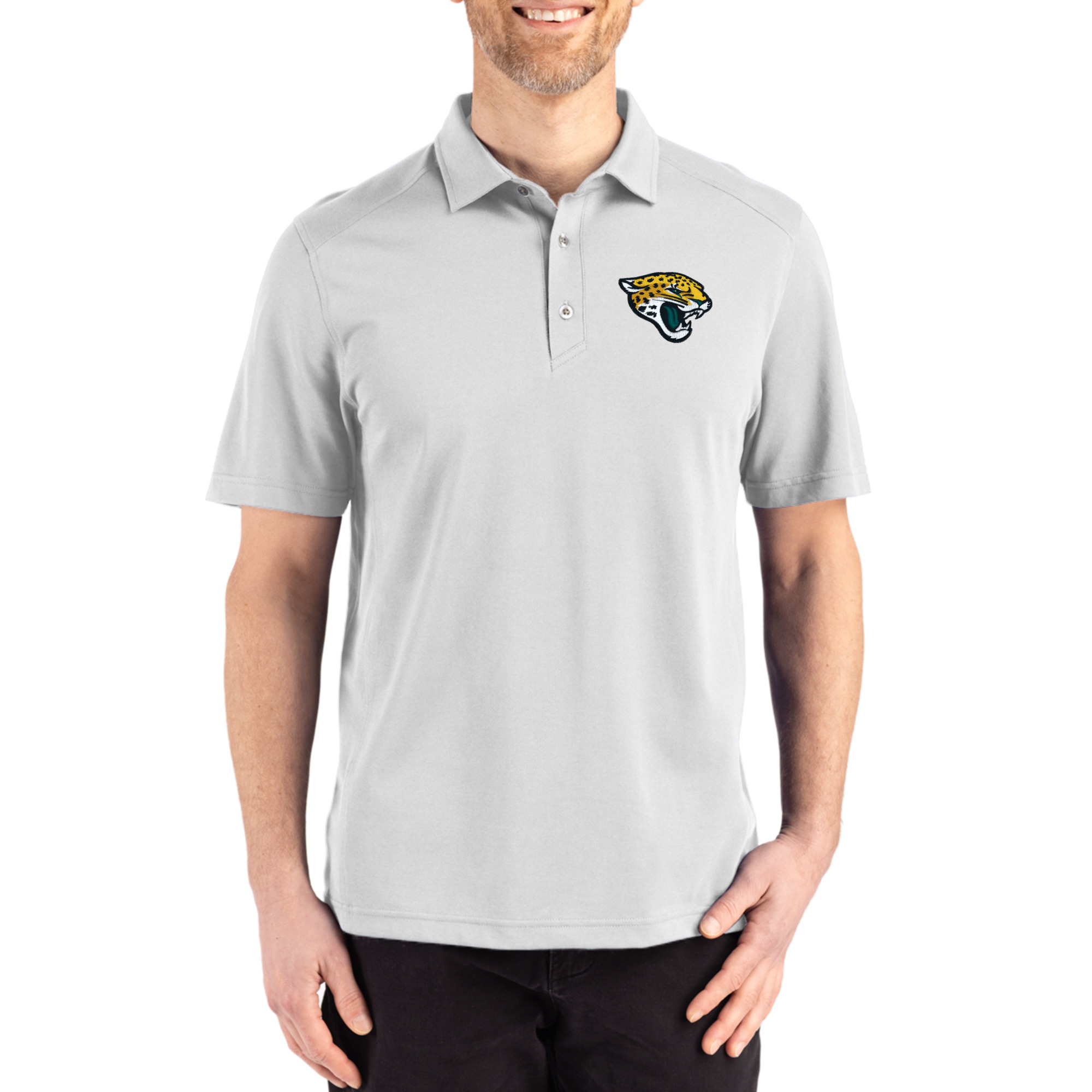 Men's Cutter & Buck Gray Jacksonville Jaguars Big & Tall Advantage Refresh Epic Confidence Recycled Tri-Blend Pique Polo