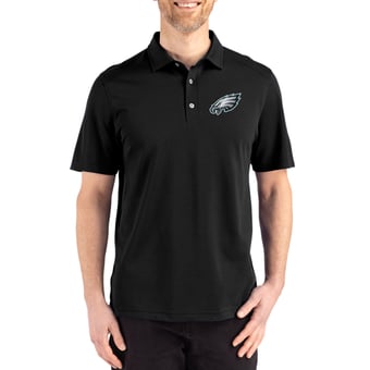 Men's Cutter & Buck Black Philadelphia Eagles Big & Tall Advantage Refresh Epic Confidence Recycled Tri-Blend Pique Polo