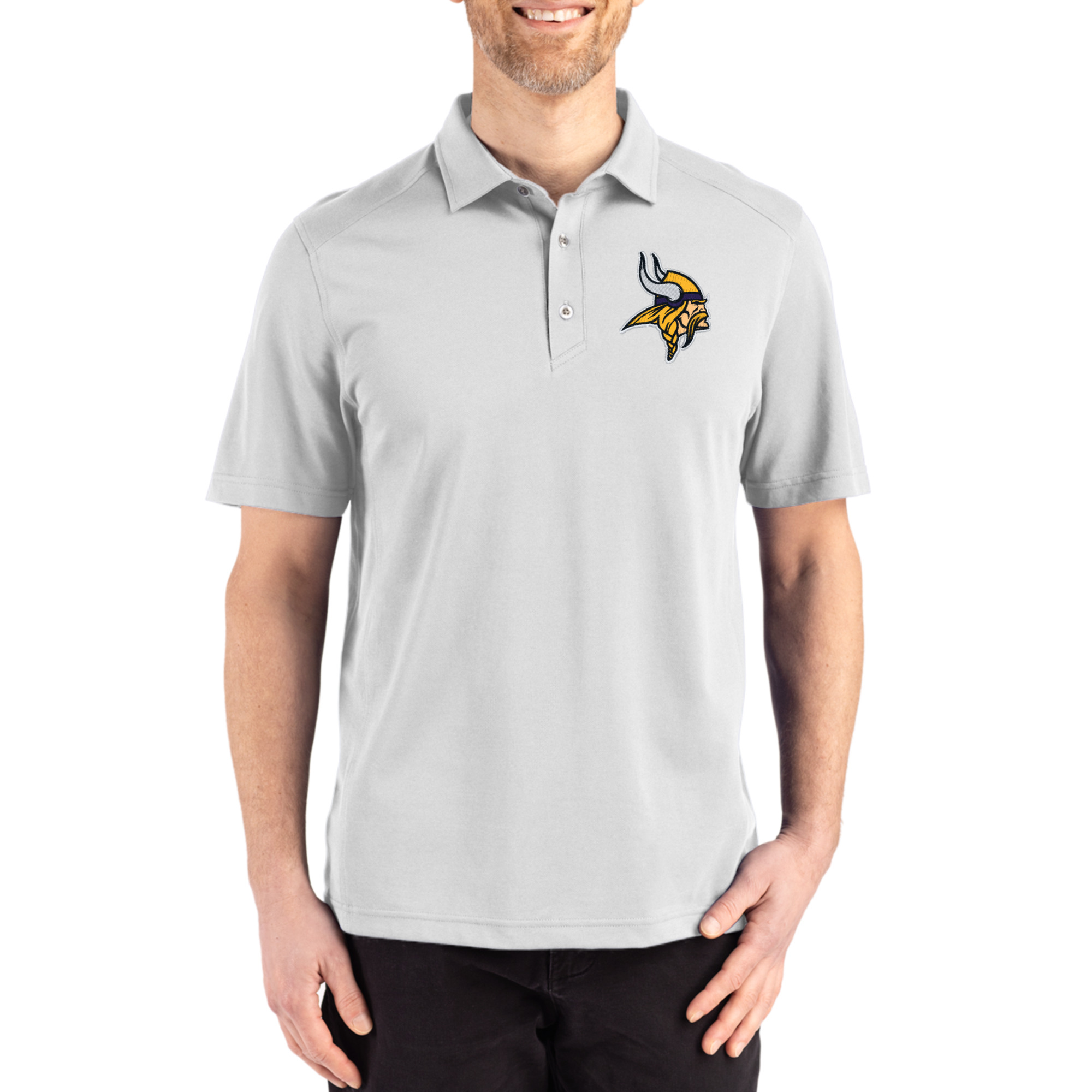 Men's Cutter & Buck Gray Minnesota Vikings Big & Tall Advantage Refresh Epic Confidence Recycled Tri-Blend Pique Polo