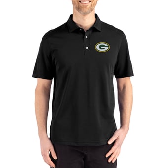 Men's Cutter & Buck Black Green Bay Packers Big & Tall Advantage Refresh Epic Confidence Recycled Tri-Blend Pique Polo