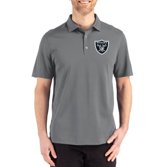 Men's Cutter & Buck Gray Las Vegas Raiders Big & Tall Advantage Refresh Epic Confidence Recycled Tri-Blend Pique Polo