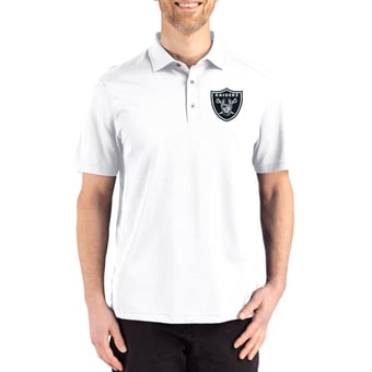 Men's Cutter & Buck White Las Vegas Raiders Big & Tall Advantage Refresh Epic Confidence Recycled Tri-Blend Pique Polo