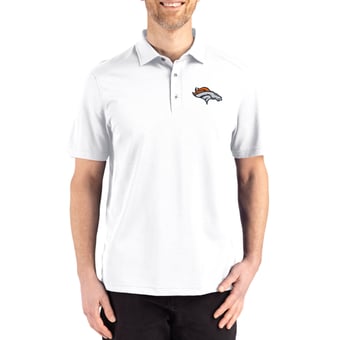 Men's Cutter & Buck White Denver Broncos Big & Tall Advantage Refresh Epic Confidence Recycled Tri-Blend Pique Polo