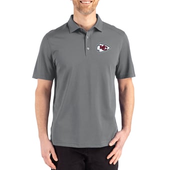 Men's Cutter & Buck Gray Kansas City Chiefs Big & Tall Advantage Refresh Epic Confidence Recycled Tri-Blend Pique Polo
