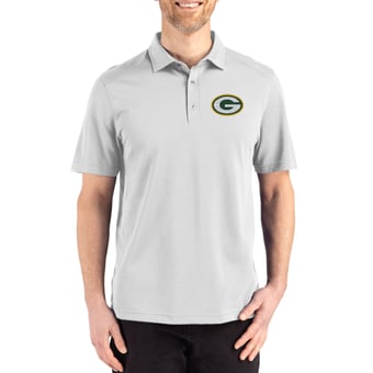 Men's Cutter & Buck Gray Green Bay Packers Big & Tall Advantage Refresh Epic Confidence Recycled Tri-Blend Pique Polo