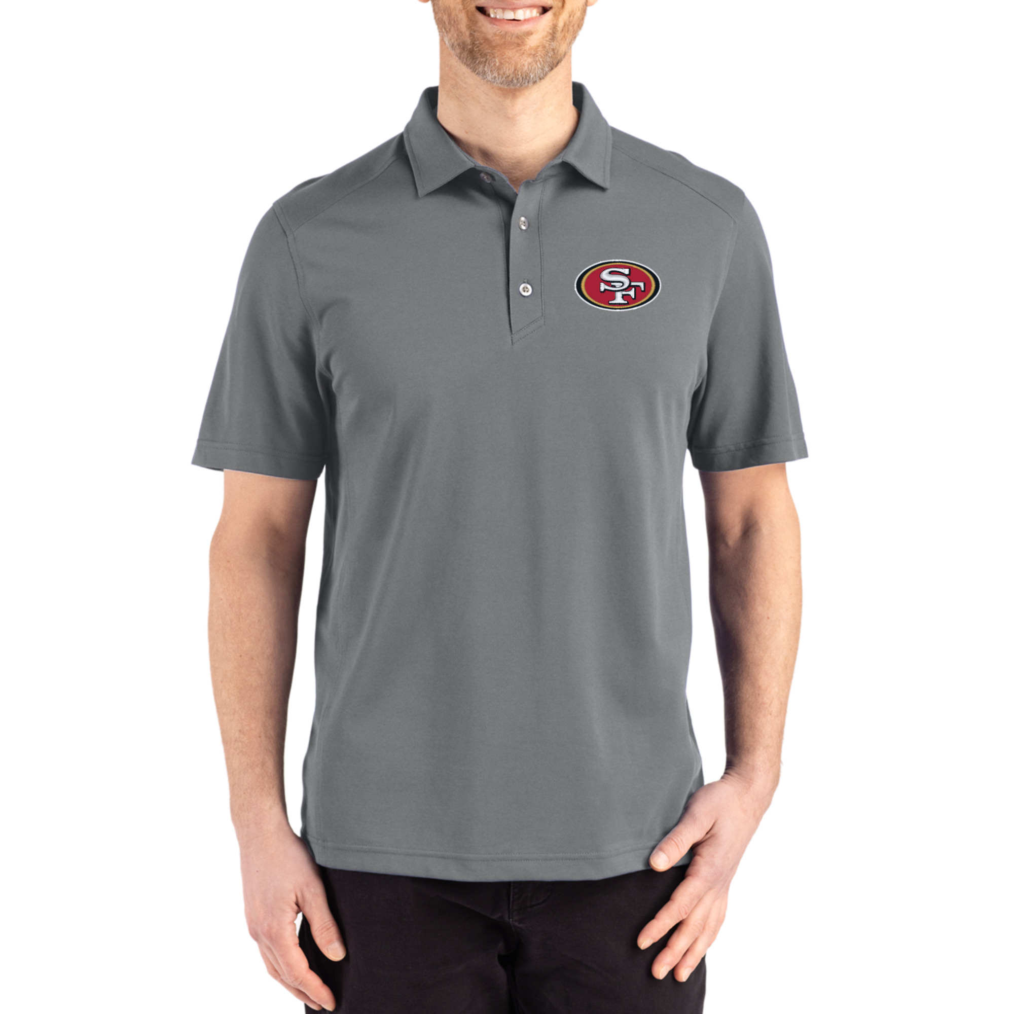 Men's Cutter & Buck Gray San Francisco 49ers Big & Tall Advantage Refresh Epic Confidence Recycled Tri-Blend Pique Polo